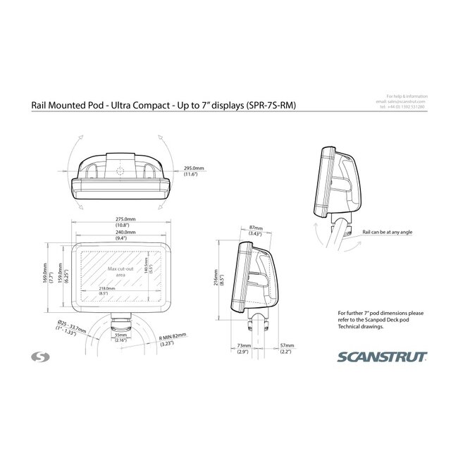 SCANSTRUT ScanPod SPR-7S-RM Rail Pod for displays up to 7"