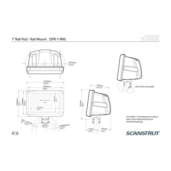 SCANSTRUT ScanPod SPR-7-RM Rail Pod for displays up to 7"