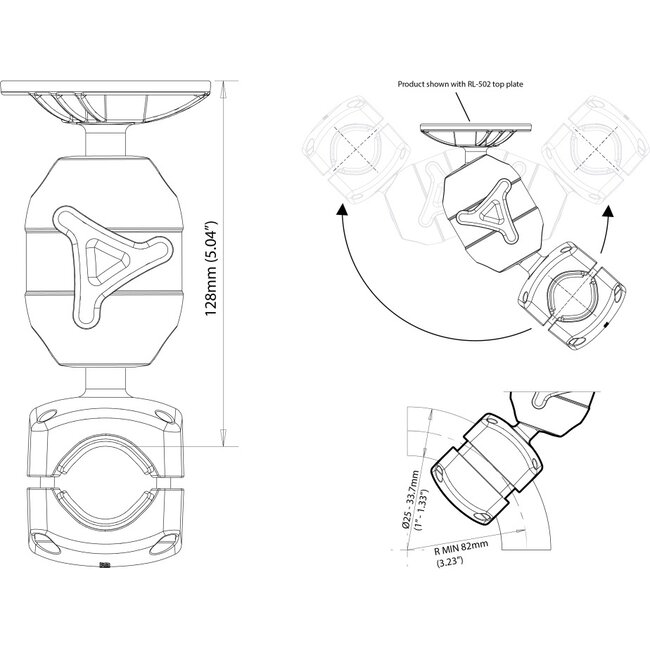 SCANSTRUT RL-ARM ROKK Midi Adjustable Rail Mount