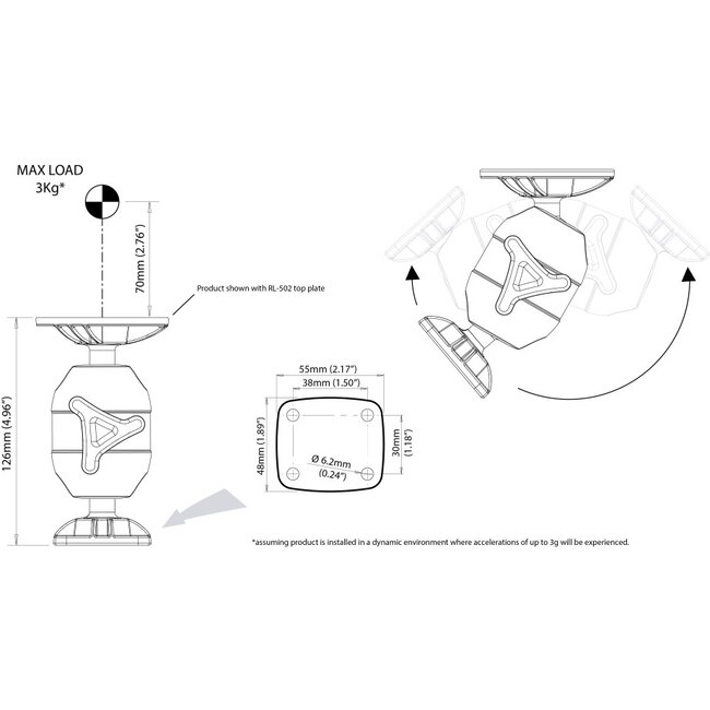 SCANSTRUT RL-ADM ROKK Midi Adjustable Deck Mount
