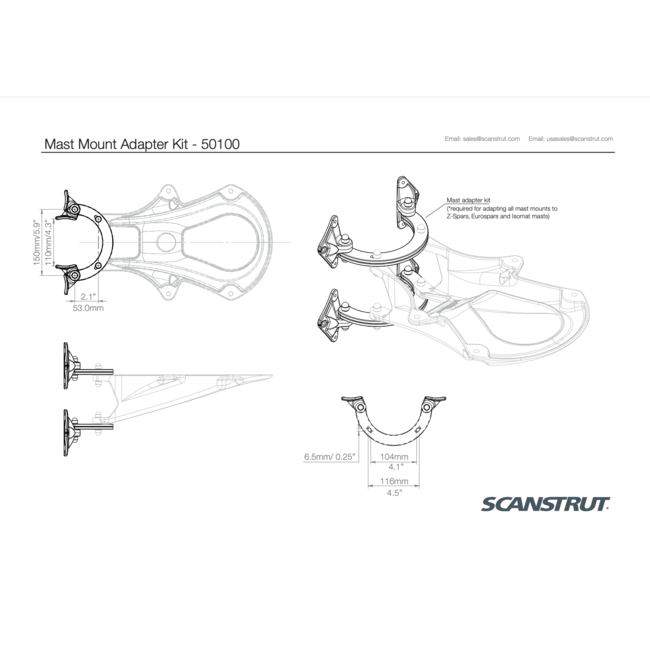 SCANSTRUT 50100 Mast Mount Adapter Kit