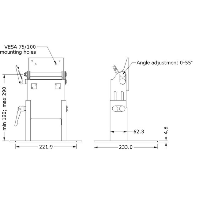 NOTTROT Nottrot N-line V-Stand für Monitore mit 100 x 100 VESA-Halterung