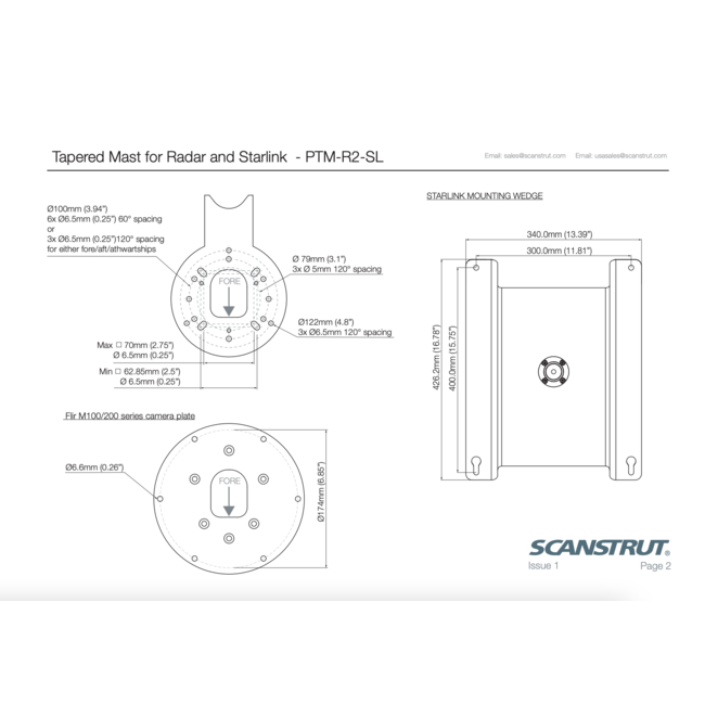 SCANSTRUT PTM-R2-SL Tapered radar and Starlink mast