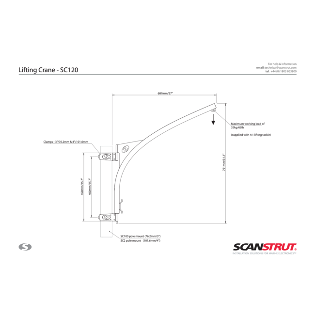 SCANSTRUT SC120 Lifting Crane for SC100 pole