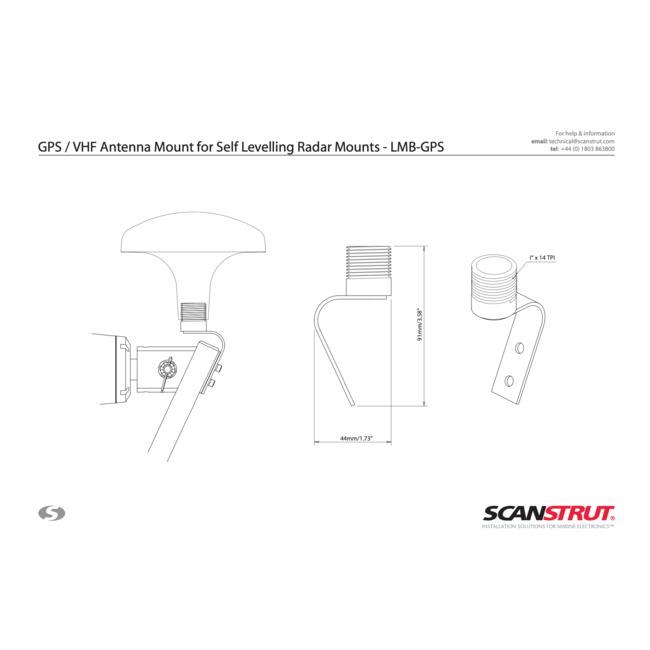 SCANSTRUT LM-GPS GPS / VHF antenna mount for all self-levellers
