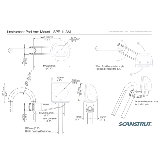SCANSTRUT ScanPod SPR-1i-AM Arm Pod for 1 x standard size instrument