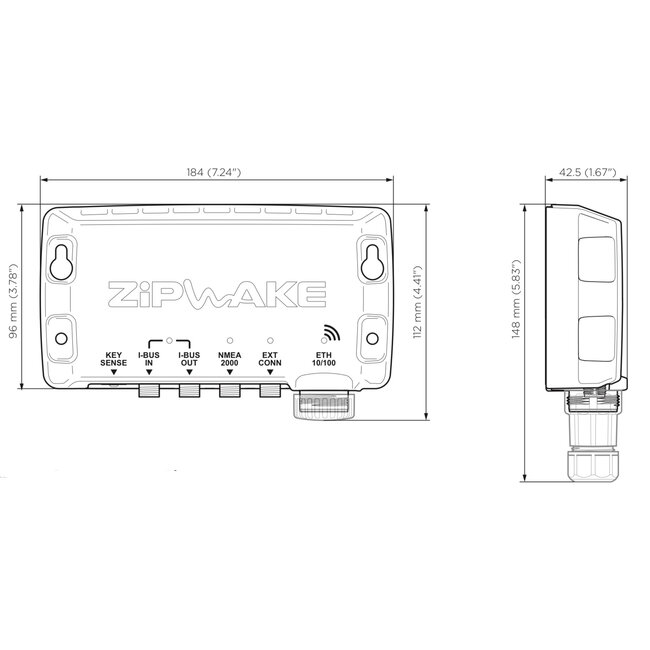 ZIPWAKE Serie 400E Chine Integrator Module Kit Box Trimsysteem