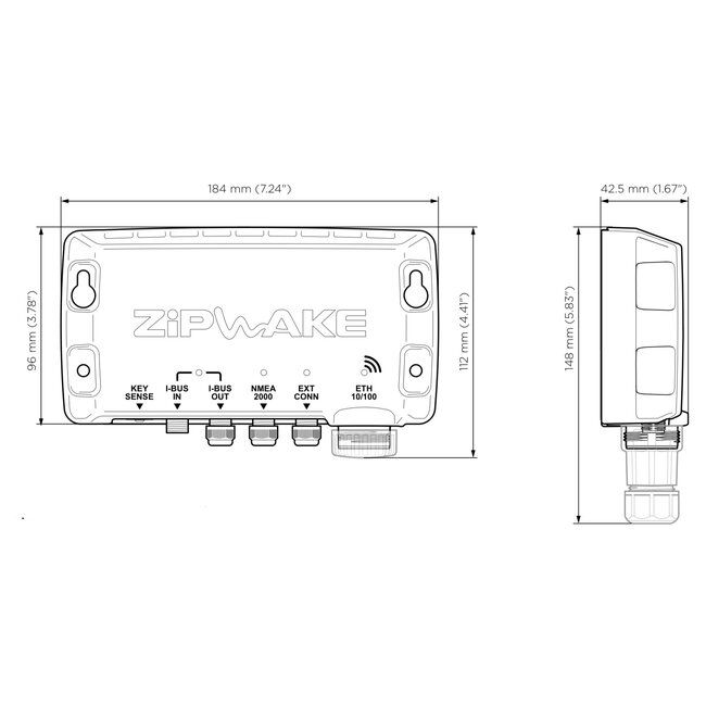 ZIPWAKE Serie 800E Integrator Module Straight Kit Box Trimsysteem