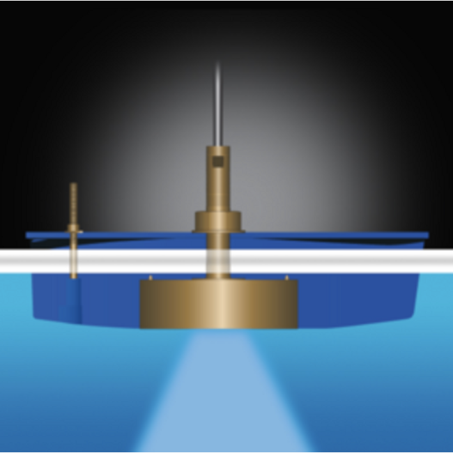 B265LH CHIRP dual-band 1 kW Brons Thru-hull transducer met kuipblok en 9 m kabel