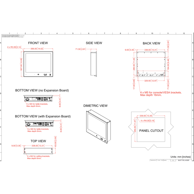HATTELAND HD 15T27 MMD-MA1FOGP1A 15" Multi-Touch Marine Monitor for Professional Bridge Systems