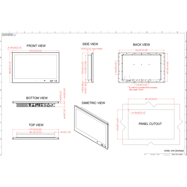 HATTELAND HD 24T22 MMD-MA1FHGP 24" High Bright Multi-Touch Marine Monitor for Professional Bridge Systems