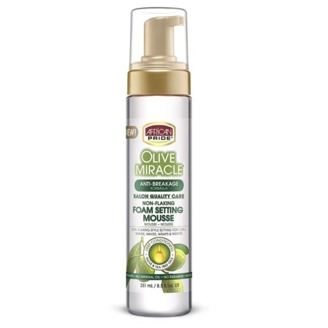 AFRICAN PRIDE OLIVE MIRACLE Foam Setting Mousse 8.5 oz.