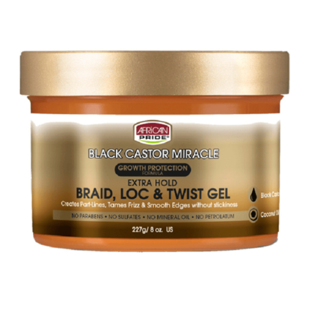 AFRICAN PRIDE BLACK CASTOR Miracle Extra Hold Braid, Loc & Twist Gel 227 gr.