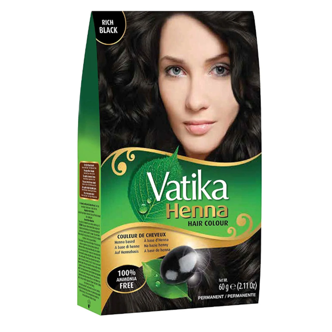 DABUR VATIKA Henna Hair Color Rich Black - 6x 10 gr.