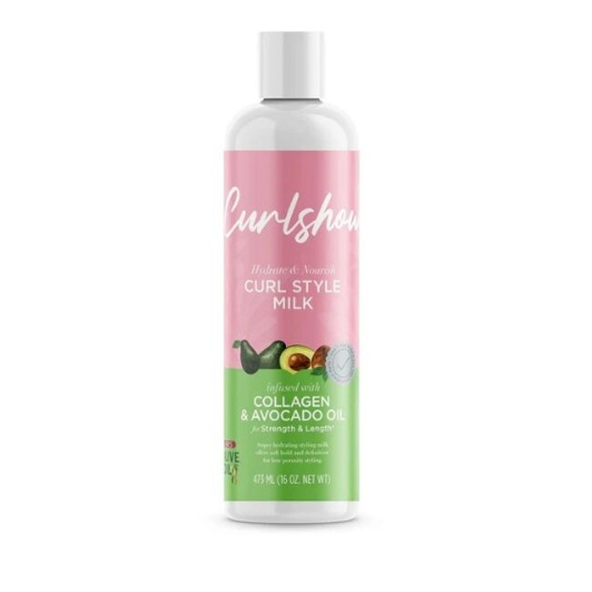 ORS Olive Oil Curlshow Curl Style Milk Infused with Collagen & Avocado Oil for Strength & Length 16 oz