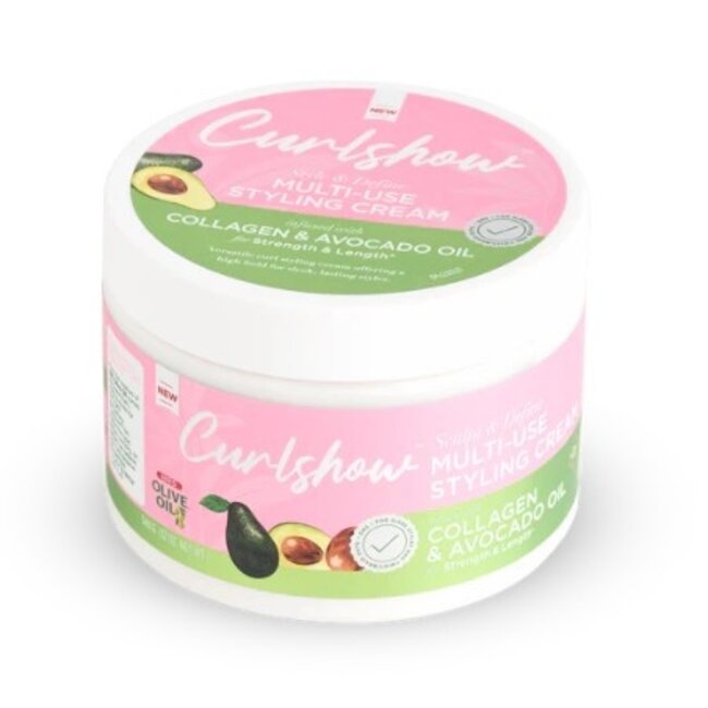 ORS Olive Oil Curlshow Multi-Use Styling Cream Infused with Collagen & Avocado Oil for Strength & Length 12 oz