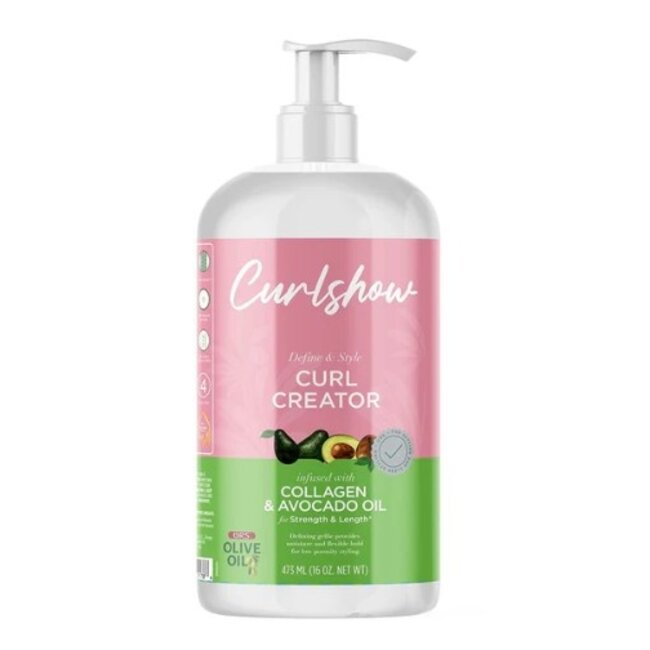 ORS Olive Oil Curlshow Curl Creator Infused with Collagen & Avocado Oil for Strength & Length 16 oz