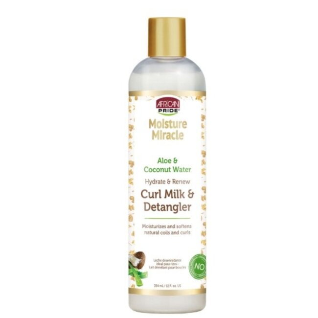 AFRICAN PRIDE  Moisture Miracle Aloe & Coconut Water Curl Milk & Detangler 12 oz.