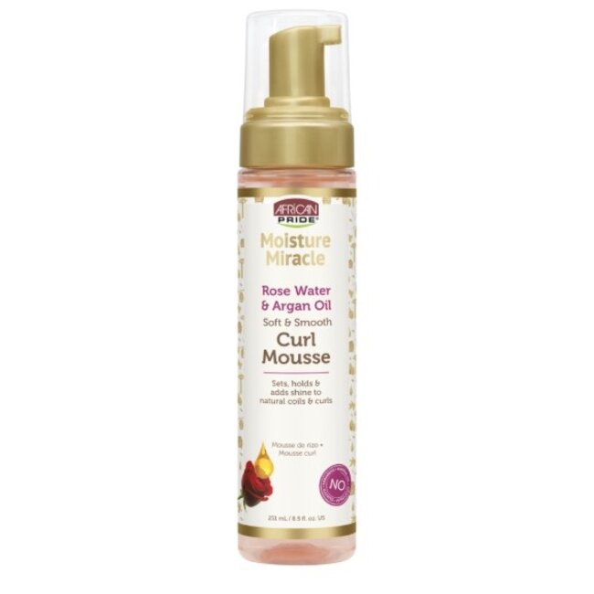 AFRICAN PRIDE  Moisture Miracle Rose Water & Argan Oil Curl Mousse 8.5 oz