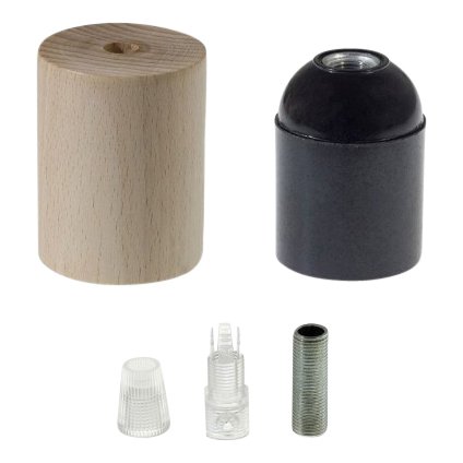 Houten lamphouder E27 - normaal snoer