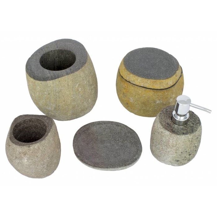 Indomarmer 5-piece River Stone bath set Flores