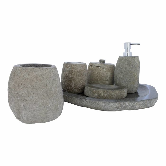 Indomarmer 6-Teilige Flussstein Badeset Flores