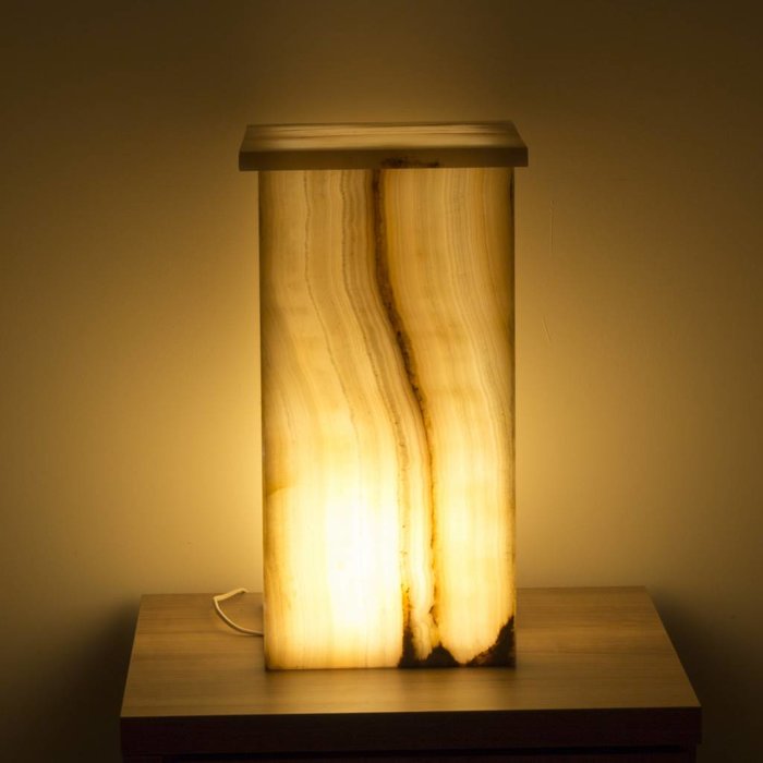 Indomarmer Square Lamp Onyx Height 52 cm
