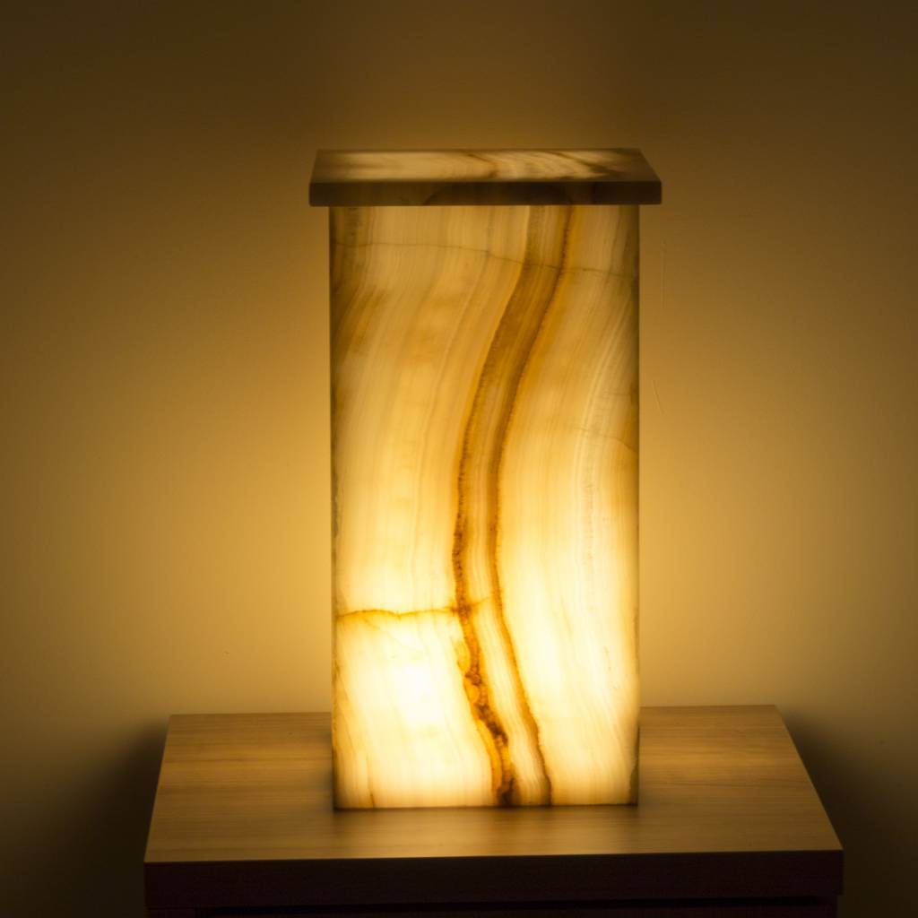 Square Lamp Onyx Height 52 Cm Indomarmer