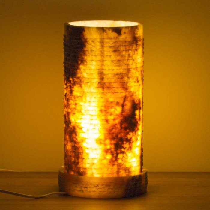 Indomarmer Zylinder Lampe aus Onyx