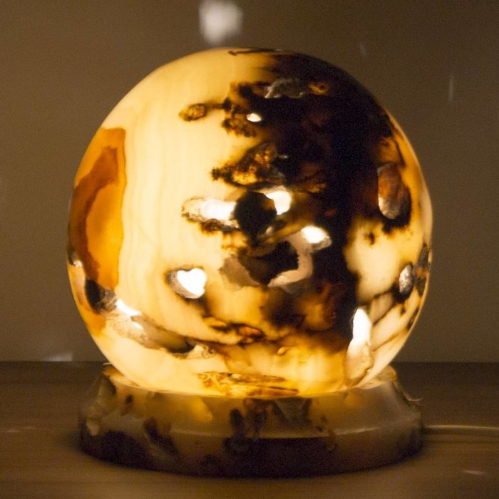 Indomarmer Ball Lampe Aus Onyx