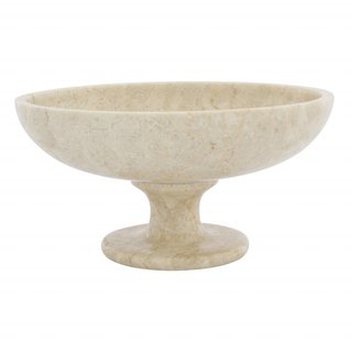 Indomarmer Obstschale mit Fuß aus Cremefarbigem Marmor