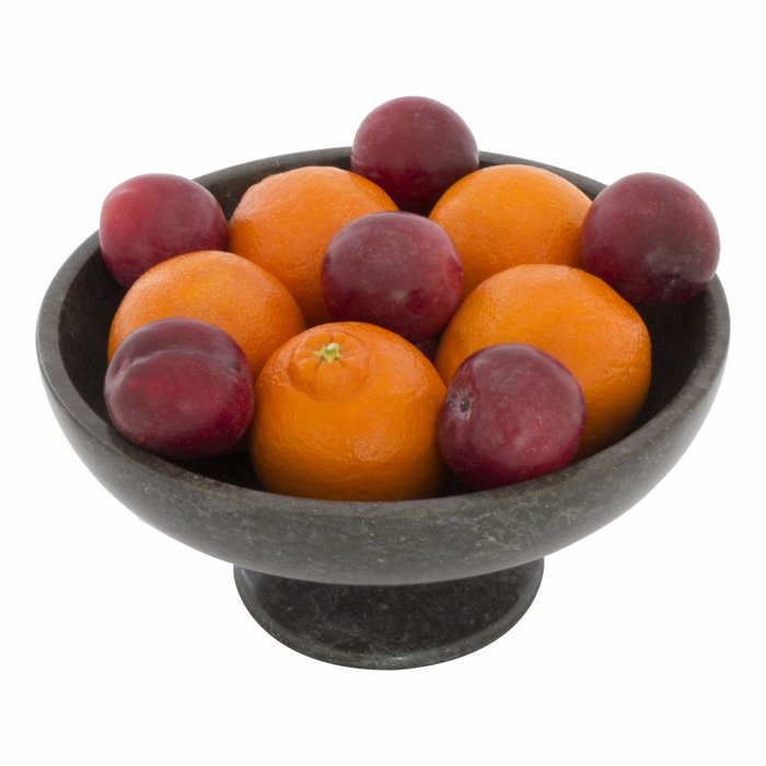 Indomarmer Obstschale mit Fuß aus Schwarzem Marmor