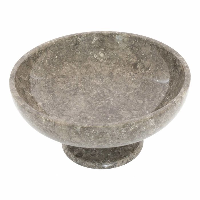 Indomarmer Obstschale mit Fuß aus Grauem Marmor 25 cm