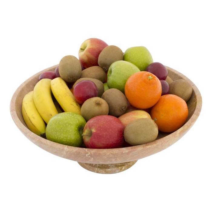 Indomarmer Java Rose Marmor Obstschale Groß mit Fuß Ø 40 cm