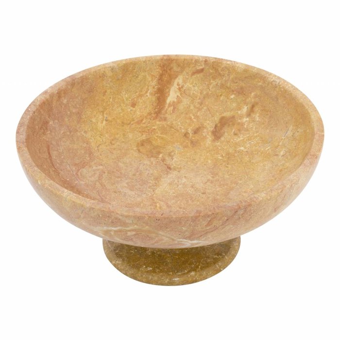 Indomarmer Obstschale mit Fuß aus Java Rose Marmor 25 cm