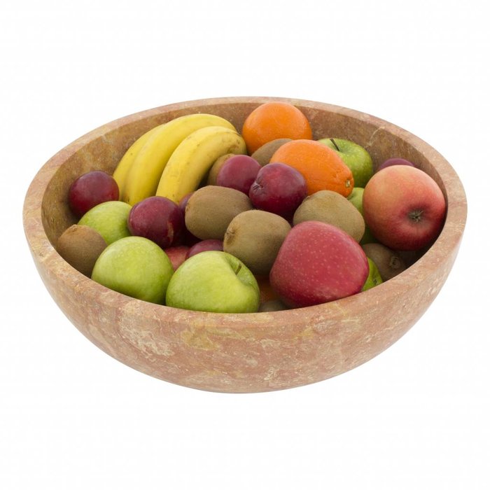 Indomarmer Große Obstschale aus Java Rose Marmor 40 cm