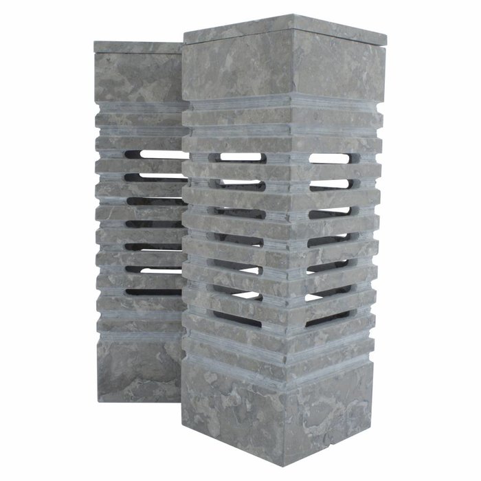 Indomarmer Square Lampe aus Grauem Marmor