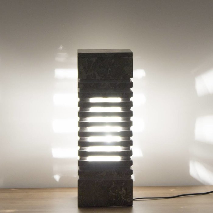 Indomarmer Square Lampe aus Grauem Marmor