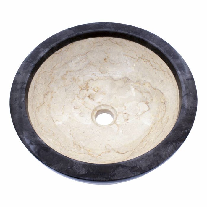 Indomarmer Cream and Black Marble Wash Bowl Ø 40 x H 15 cm