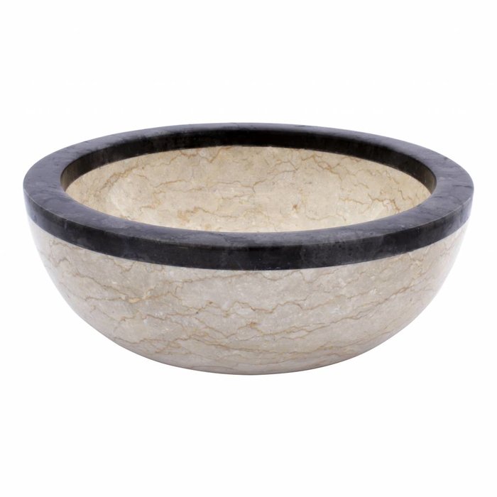 Indomarmer Cream and Black Marble Wash Bowl Ø 40 x H 15 cm