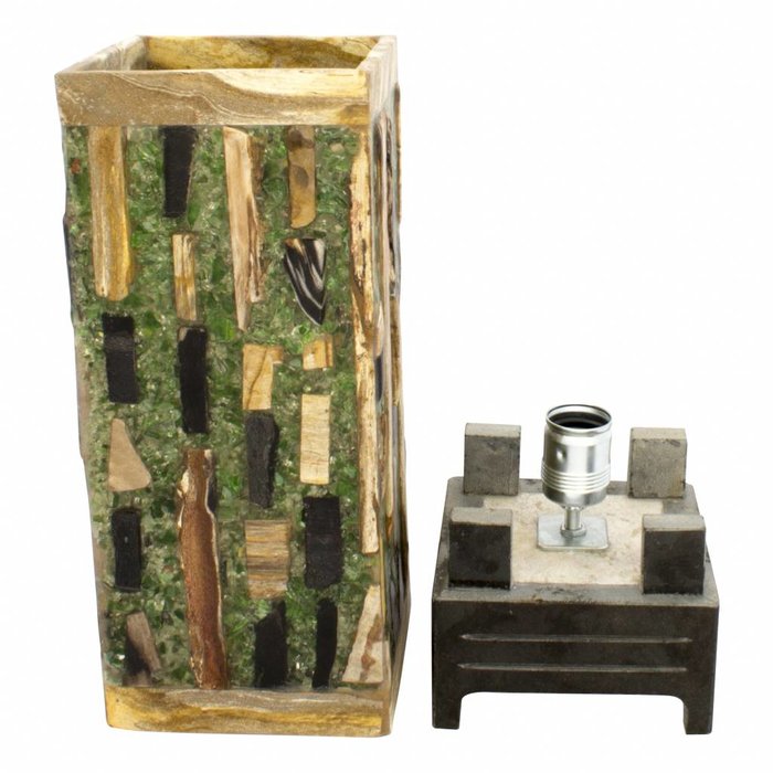 Indomarmer Square Lamp Versteend Hout