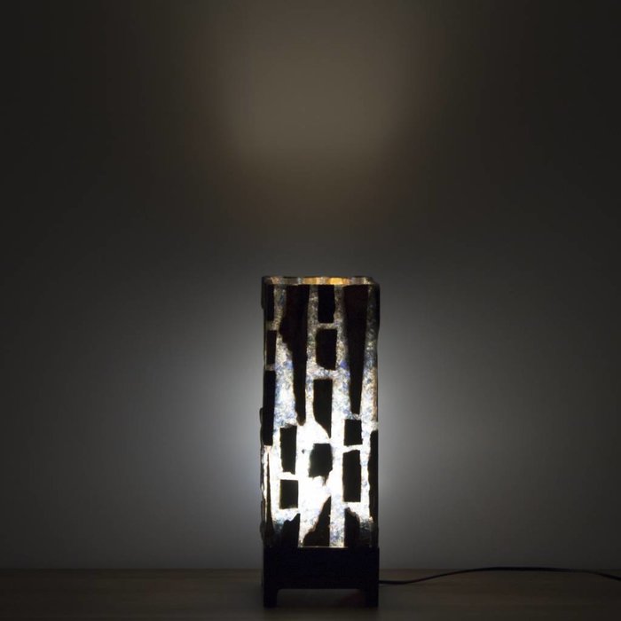 Indomarmer Square Lampe aus Versteinertes Holz