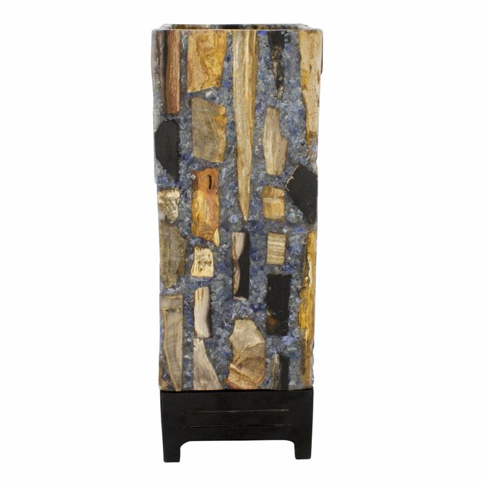 Indomarmer Square Lampe aus Versteinertes Holz