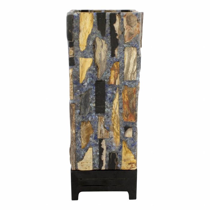 Indomarmer Square Lampe aus Versteinertes Holz