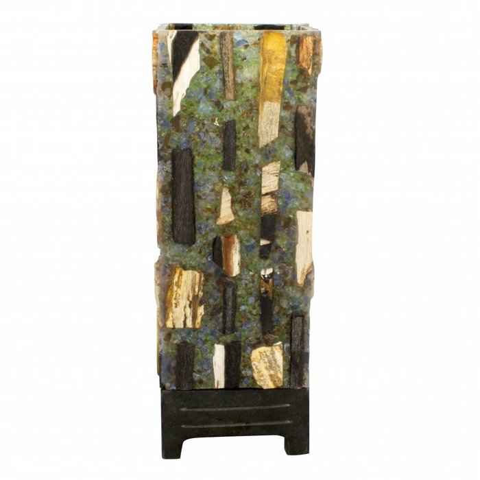 Indomarmer Square Lampe aus Versteinertes Holz