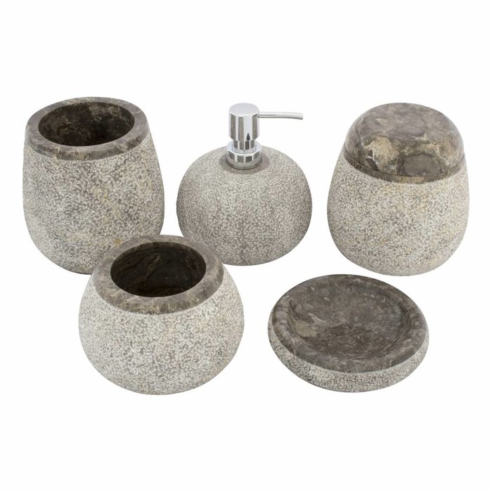 Indomarmer 5-Piece Gray Marble Bath Set Arya