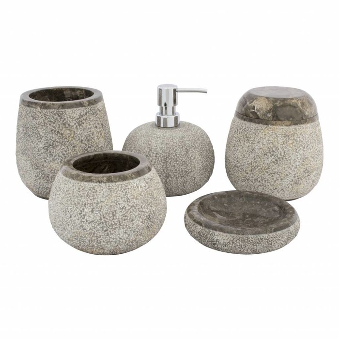 Indomarmer 5-Piece Gray Marble Bath Set Arya