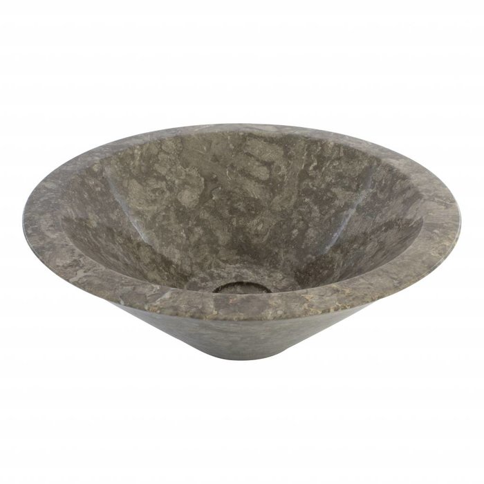 Indomarmer Waskom Membrane Grijs Marmer Ø 40 x H 15 cm