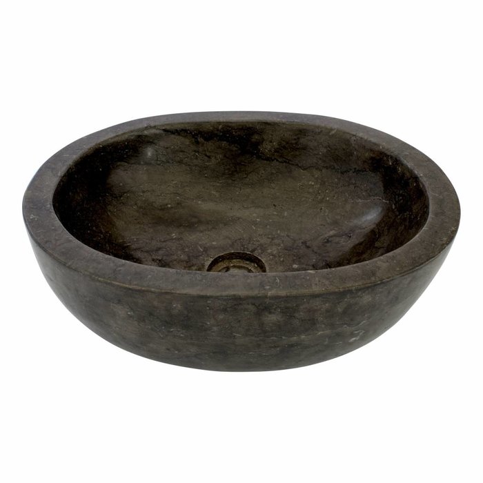 Indomarmer Schwarzer Marmor Waschbecken Oval 43 x 35 x 15 cm