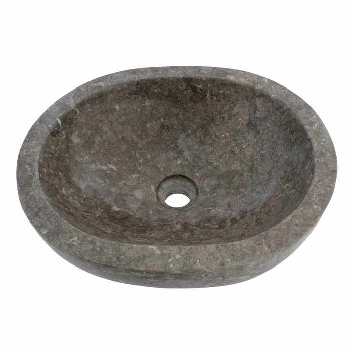 Indomarmer Grauem Marmor Waschbecken Oval 43 x 35 x 15 cm